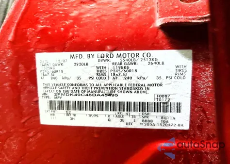 2008 Ford Edge Limited z USA, uszkodzony, nr VIN 2FMDK49C48BA45495